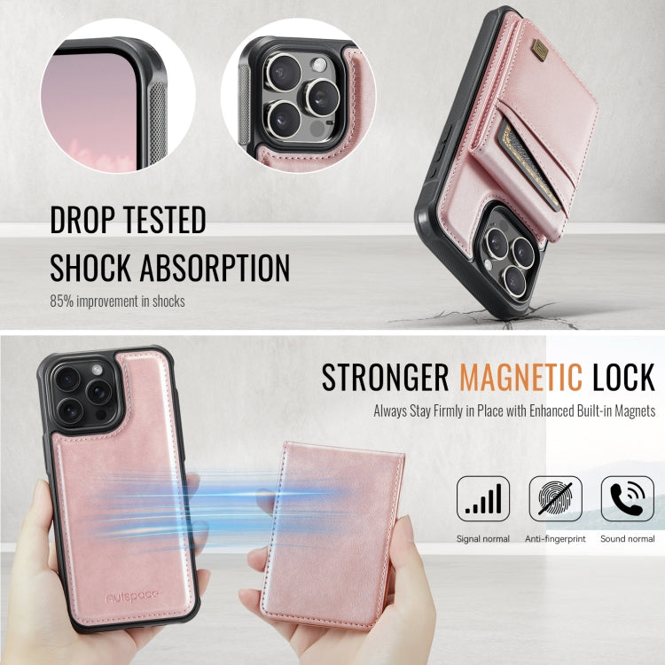 For iPhone 14 Pro AutSpace A12 MagSafe Magnetic RFID Card Bag Phone Case(Rose Gold) by AutSpace