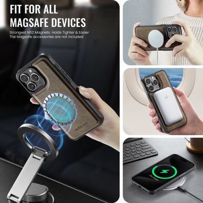 For iPhone 14 Pro AutSpace A12 MagSafe Magnetic RFID Card Bag Phone Case(Coffee) by AutSpace