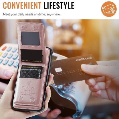 For iPhone 14 Pro Max AutSpace A12 MagSafe Magnetic RFID Card Bag Phone Case(Rose Gold) by AutSpace