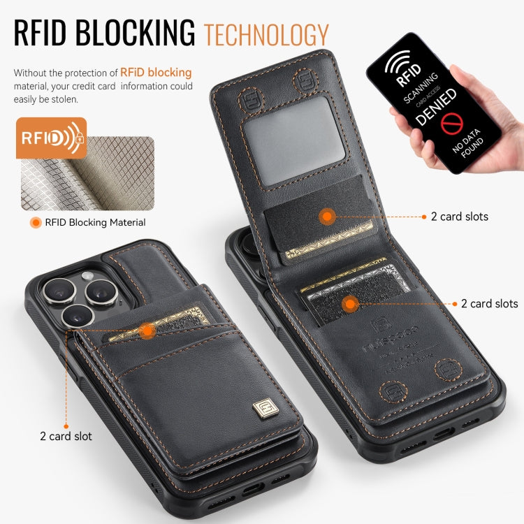 For iPhone 14 Pro Max AutSpace A12 MagSafe Magnetic RFID Card Bag Phone Case(Black) by AutSpace