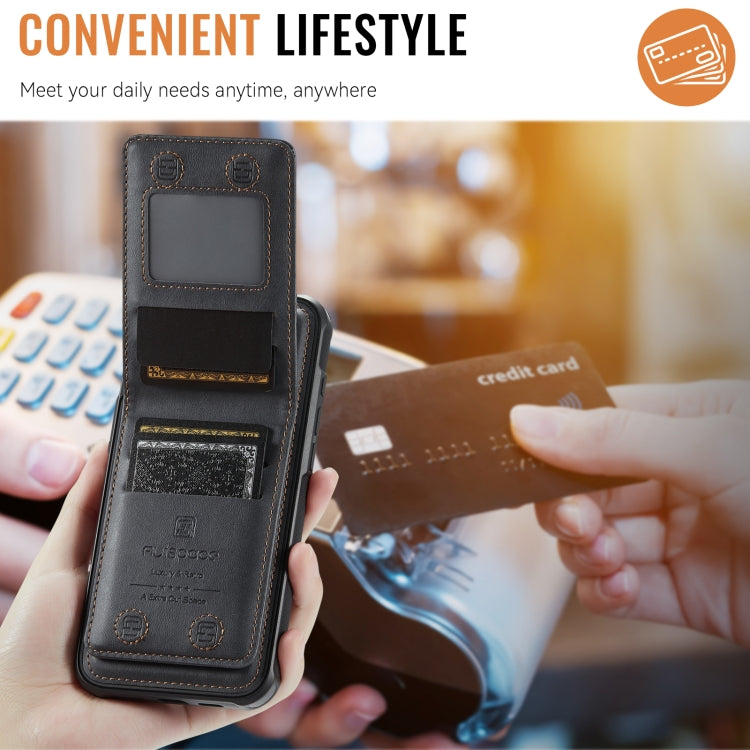 For iPhone 12 Pro Max AutSpace A12 MagSafe Magnetic RFID Card Bag Phone Case(Black) by AutSpace