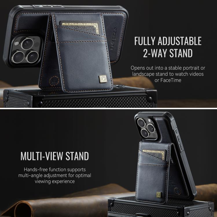 For iPhone 16 Pro AutSpace A12 MagSafe Magnetic RFID Card Bag Phone Case(Black) by AutSpace