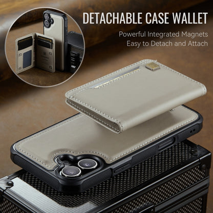 For iPhone 16 Plus AutSpace A13 MagSafe Magnetic RFID Flip Card Bag Phone Case(Grey) by AutSpace