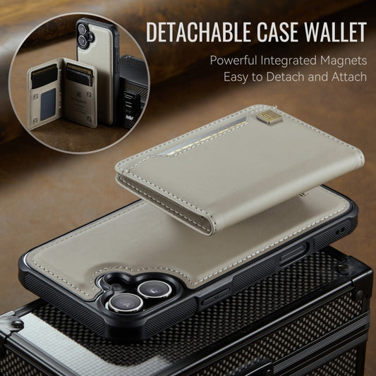 For iPhone 16 Plus AutSpace A13 MagSafe Magnetic RFID Flip Card Bag Phone Case(Grey) by AutSpace