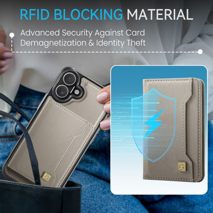 For iPhone 16 Plus AutSpace A13 MagSafe Magnetic RFID Flip Card Bag Phone Case(Grey) by AutSpace