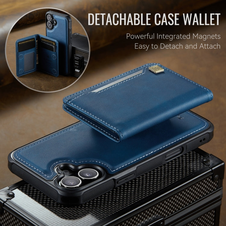 For iPhone 16 AutSpace A13 MagSafe Magnetic RFID Flip Card Bag Phone Case(Blue) by AutSpace