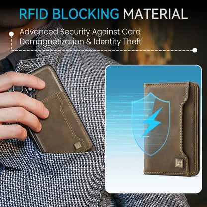 For iPhone 16 AutSpace A13 MagSafe Magnetic RFID Flip Card Bag Phone Case(Coffee) by AutSpace