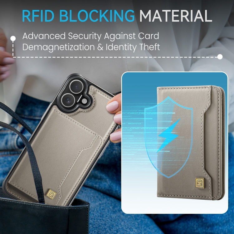 For iPhone 16 AutSpace A13 MagSafe Magnetic RFID Flip Card Bag Phone Case(Grey) by AutSpace