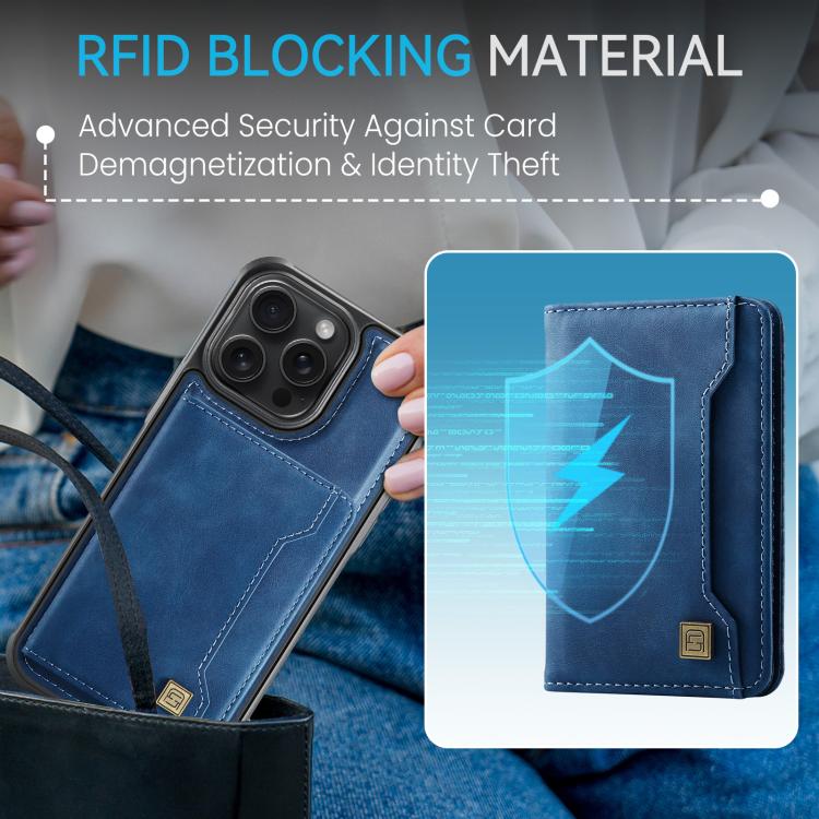 For iPhone 15 Pro Max AutSpace A13 MagSafe Magnetic RFID Flip Card Bag Phone Case(Blue) by AutSpace