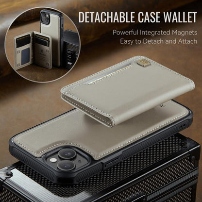 For iPhone 15 AutSpace A13 MagSafe Magnetic RFID Flip Card Bag Phone Case(Grey) by AutSpace