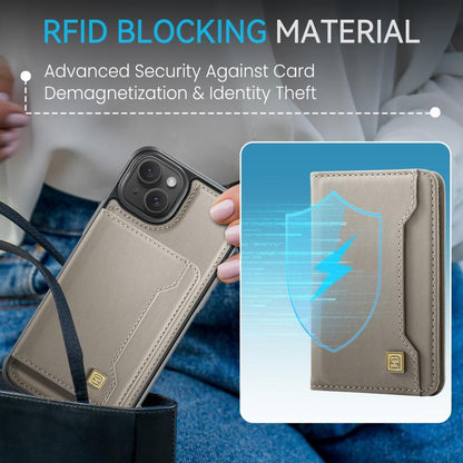 For iPhone 15 AutSpace A13 MagSafe Magnetic RFID Flip Card Bag Phone Case(Grey) by AutSpace