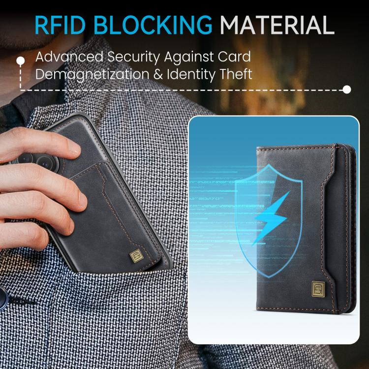 For iPhone 14 AutSpace A13 MagSafe Magnetic RFID Flip Card Bag Phone Case(Black) by AutSpace