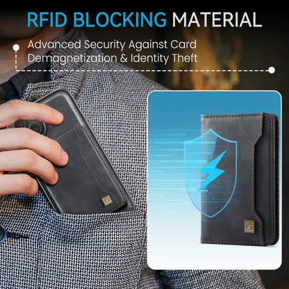 For iPhone 14 AutSpace A13 MagSafe Magnetic RFID Flip Card Bag Phone Case(Black) by AutSpace