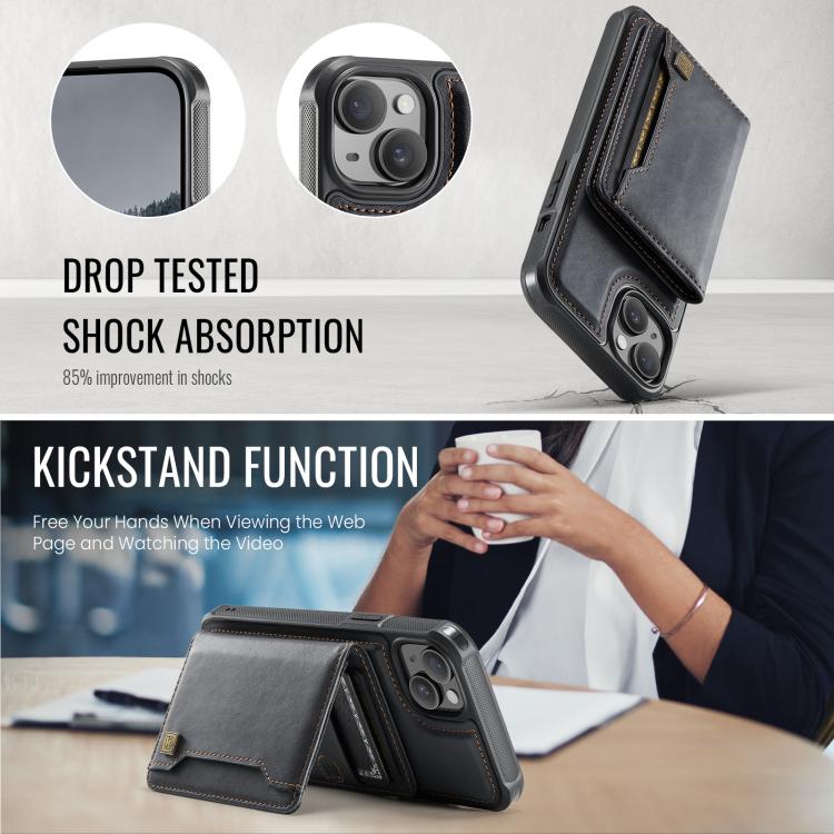 For iPhone 14 AutSpace A13 MagSafe Magnetic RFID Flip Card Bag Phone Case(Black) by AutSpace