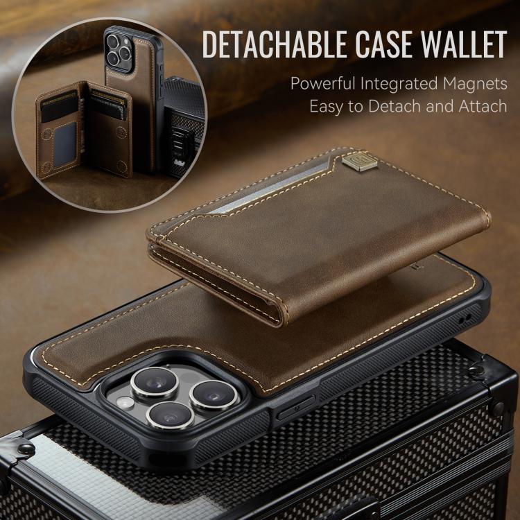 For iPhone 14 Pro AutSpace A13 MagSafe Magnetic RFID Flip Card Bag Phone Case(Coffee) by AutSpace