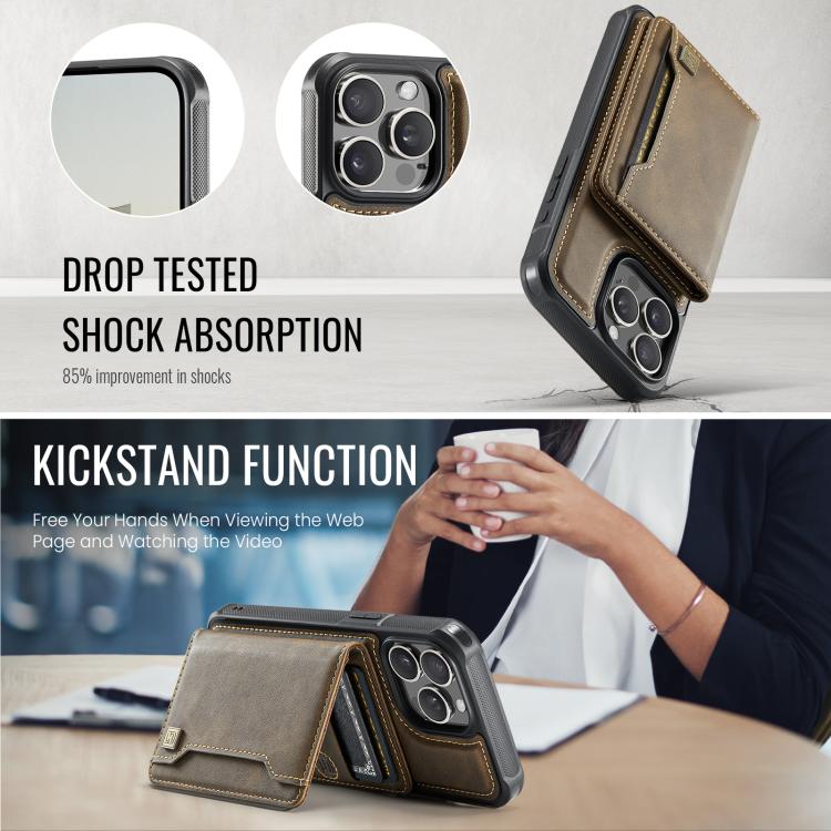 For iPhone 14 Pro AutSpace A13 MagSafe Magnetic RFID Flip Card Bag Phone Case(Coffee) by AutSpace