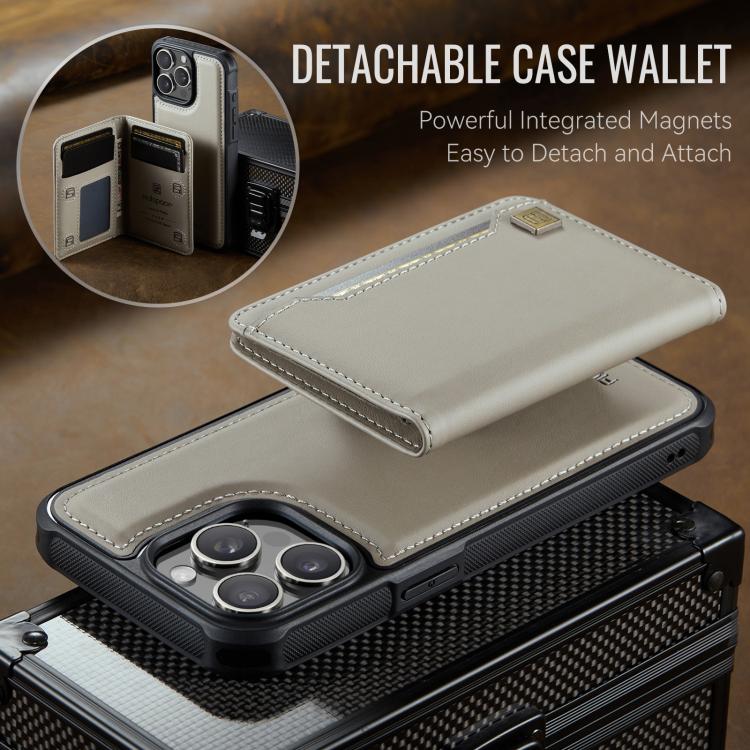 For iPhone 14 Pro Max AutSpace A13 MagSafe Magnetic RFID Flip Card Bag Phone Case(Grey) by AutSpace