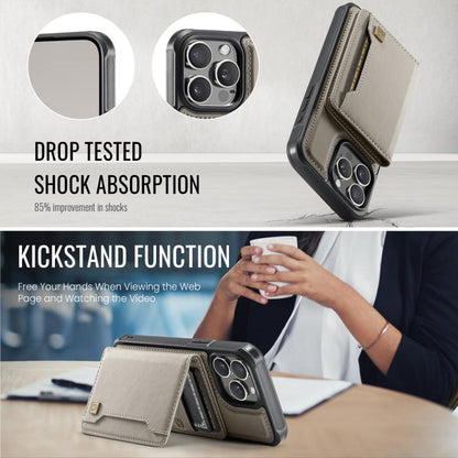 For iPhone 14 Pro Max AutSpace A13 MagSafe Magnetic RFID Flip Card Bag Phone Case(Grey) by AutSpace