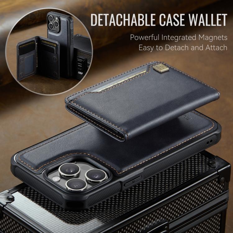 For iPhone 13 Pro Max AutSpace A13 MagSafe Magnetic RFID Flip Card Bag Phone Case(Black) by AutSpace