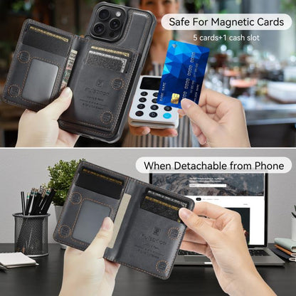 For iPhone 13 Pro Max AutSpace A13 MagSafe Magnetic RFID Flip Card Bag Phone Case(Black) by AutSpace