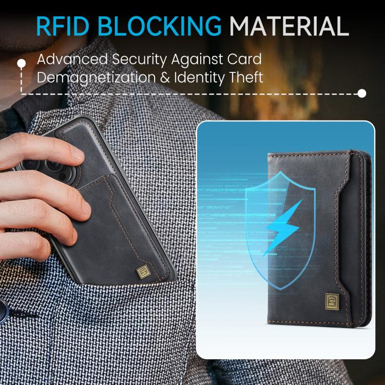 For iPhone 13 Pro Max AutSpace A13 MagSafe Magnetic RFID Flip Card Bag Phone Case(Black) by AutSpace