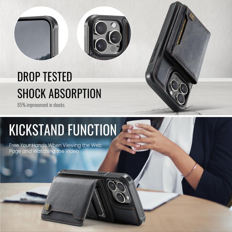 For iPhone 13 Pro Max AutSpace A13 MagSafe Magnetic RFID Flip Card Bag Phone Case(Black) by AutSpace