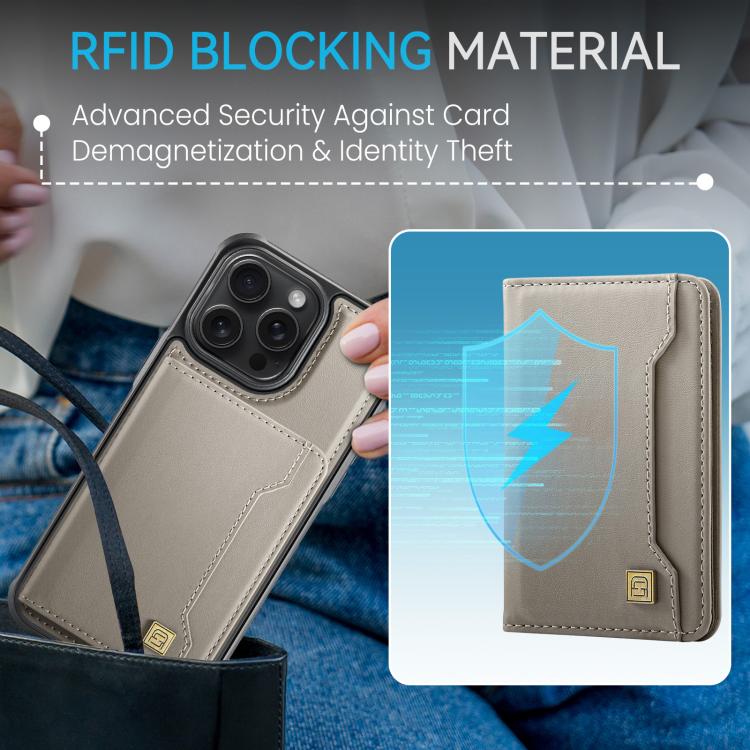 For iPhone 12 Pro Max AutSpace A13 MagSafe Magnetic RFID Flip Card Bag Phone Case(Grey) by AutSpace