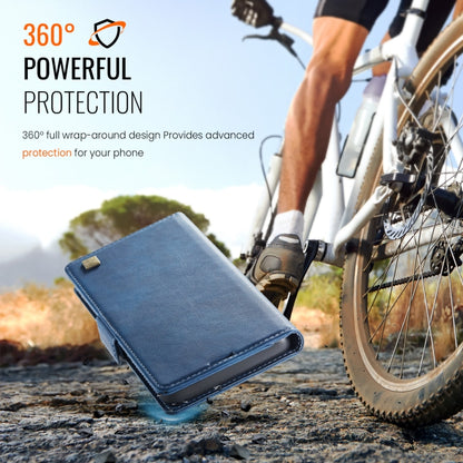 For iPhone 16 Pro Max AutSpace A11 Side Buckle MagSafe Magnetic RFID Phone Leather Case(Blue) by AutSpace