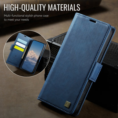 For iPhone 16 Pro Max AutSpace A11 Side Buckle MagSafe Magnetic RFID Phone Leather Case(Blue) by AutSpace