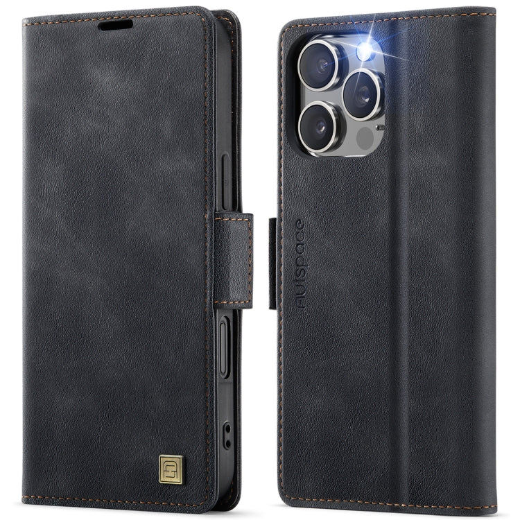 For iPhone 16 Pro AutSpace A11 Side Buckle MagSafe Magnetic RFID Phone Leather Case(Black) by AutSpace