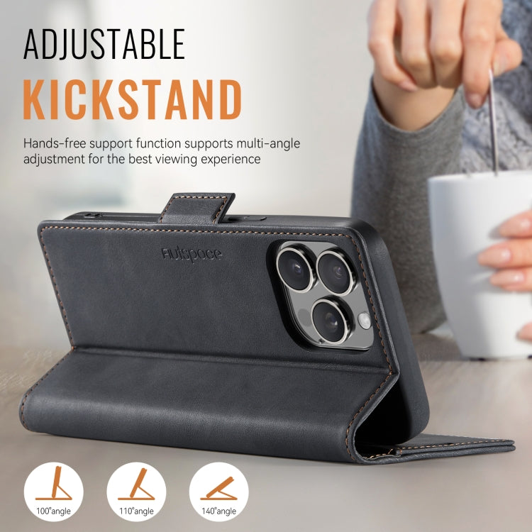 For iPhone 16 Pro AutSpace A11 Side Buckle MagSafe Magnetic RFID Phone Leather Case(Black) by AutSpace