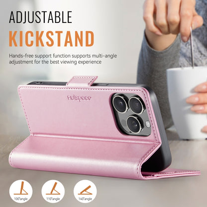 For iPhone 16 Pro AutSpace A11 Side Buckle MagSafe Magnetic RFID Phone Leather Case(Rose Gold) by AutSpace