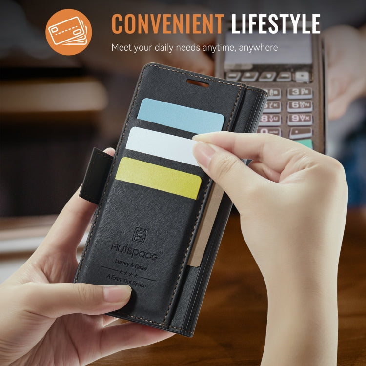 For iPhone 15 Pro Max AutSpace A11 Side Buckle MagSafe Magnetic RFID Phone Leather Case(Black) by AutSpace