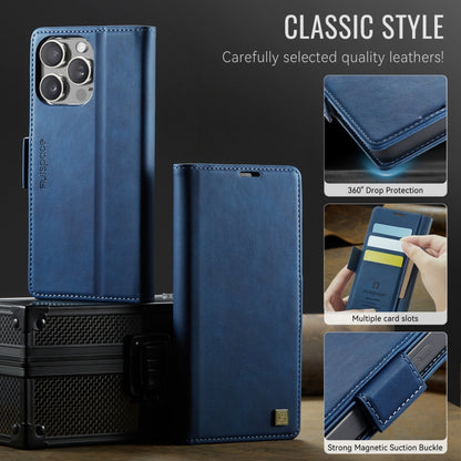 For iPhone 15 Pro Max AutSpace A11 Side Buckle MagSafe Magnetic RFID Phone Leather Case(Blue) by AutSpace