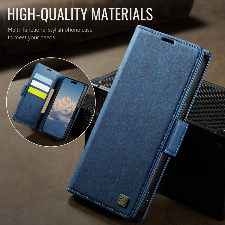 For iPhone 15 Pro AutSpace A11 Side Buckle MagSafe Magnetic RFID Phone Leather Case(Blue) by AutSpace