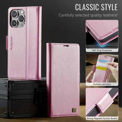 For iPhone 15 Pro AutSpace A11 Side Buckle MagSafe Magnetic RFID Phone Leather Case(Rose Gold) by AutSpace