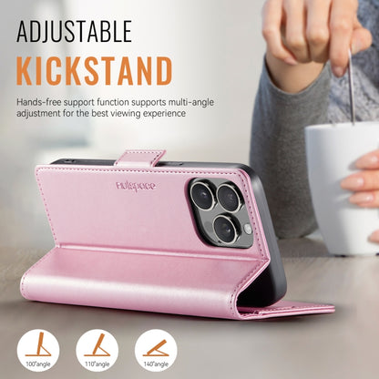 For iPhone 15 Pro AutSpace A11 Side Buckle MagSafe Magnetic RFID Phone Leather Case(Rose Gold) by AutSpace