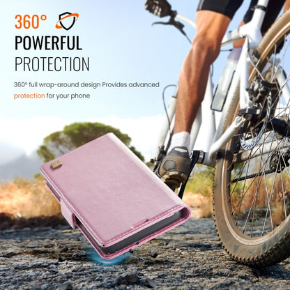 For iPhone 15 Pro AutSpace A11 Side Buckle MagSafe Magnetic RFID Phone Leather Case(Rose Gold) by AutSpace