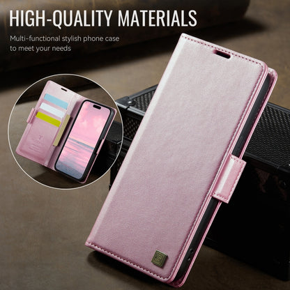 For iPhone 15 Pro AutSpace A11 Side Buckle MagSafe Magnetic RFID Phone Leather Case(Rose Gold) by AutSpace