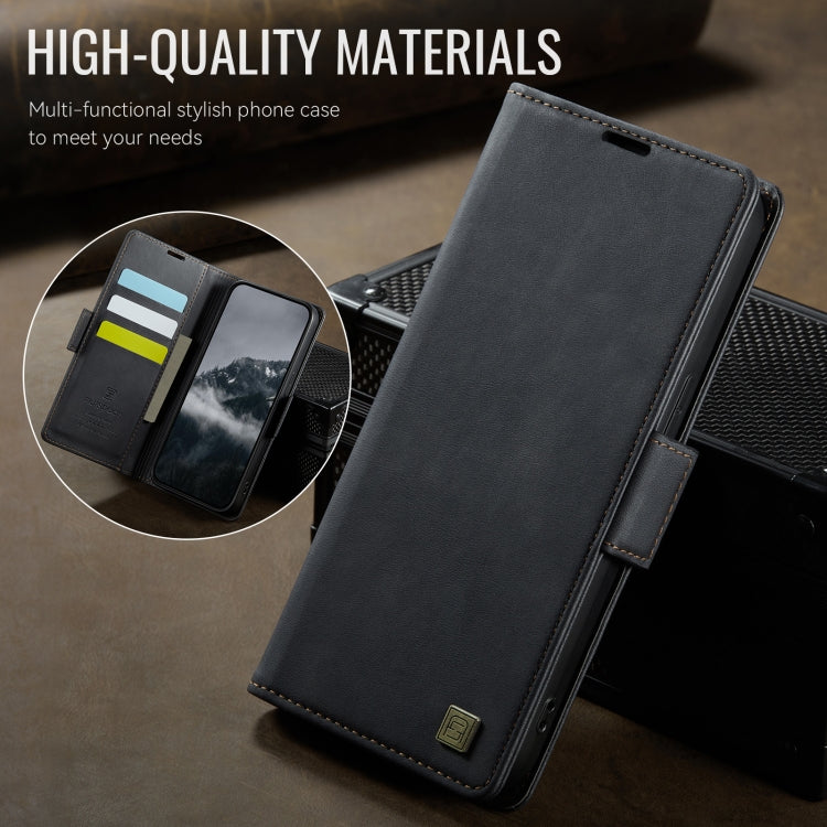 For iPhone 15 AutSpace A11 Side Buckle MagSafe Magnetic RFID Phone Leather Case(Black) by AutSpace