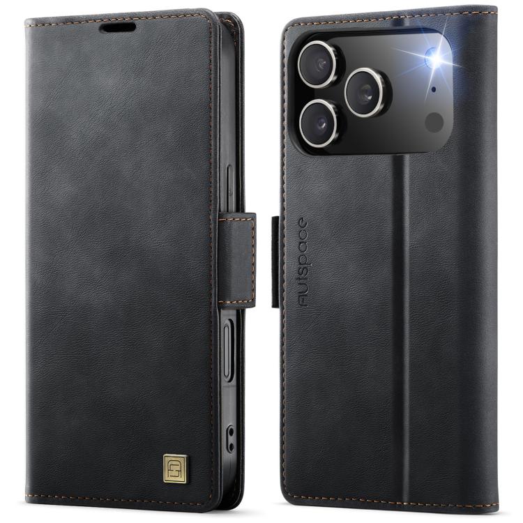 For iPhone 17 Pro Max AutSpace A11 Side Buckle MagSafe Magnetic RFID Phone Leather Case(Black) by AutSpace