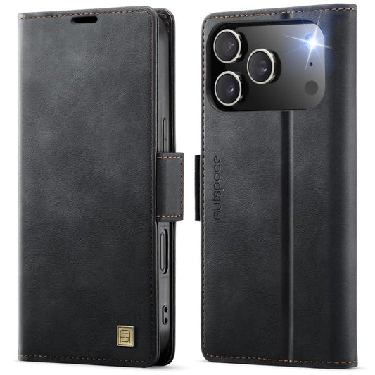 For iPhone 17 Pro AutSpace A11 Side Buckle MagSafe Magnetic RFID Phone Leather Case(Black) by AutSpace