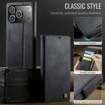 For iPhone 17 Pro AutSpace A11 Side Buckle MagSafe Magnetic RFID Phone Leather Case(Black) by AutSpace