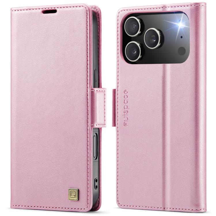For iPhone 17 Pro AutSpace A11 Side Buckle MagSafe Magnetic RFID Phone Leather Case(Rose Gold) by AutSpace