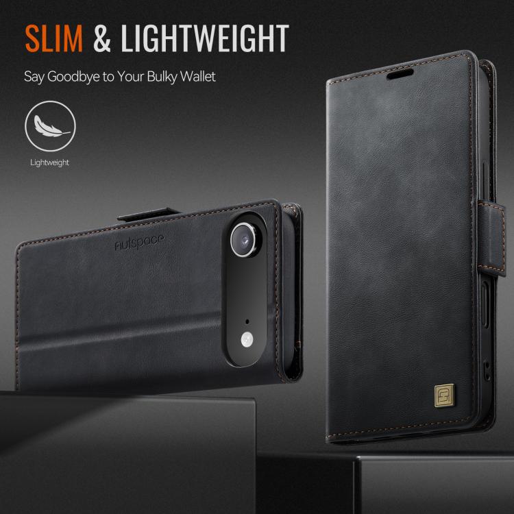 For iPhone Air AutSpace A11 Side Buckle MagSafe Magnetic RFID Phone Leather Case(Black) by AutSpace