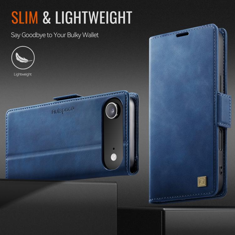 For iPhone Air AutSpace A11 Side Buckle MagSafe Magnetic RFID Phone Leather Case(Blue) by AutSpace