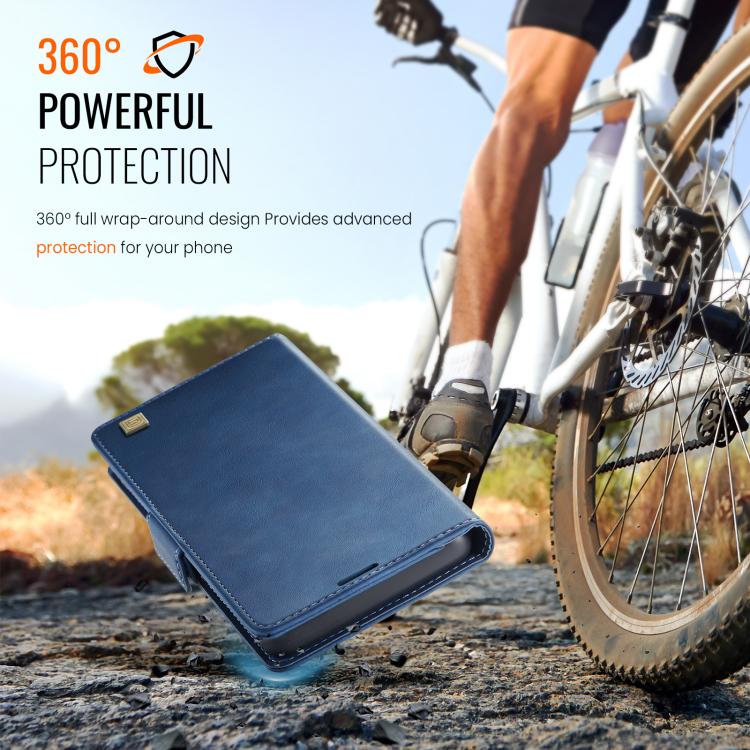 For iPhone Air AutSpace A11 Side Buckle MagSafe Magnetic RFID Phone Leather Case(Blue) by AutSpace