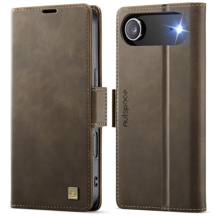 For iPhone Air AutSpace A11 Side Buckle MagSafe Magnetic RFID Phone Leather Case(Coffee) by AutSpace