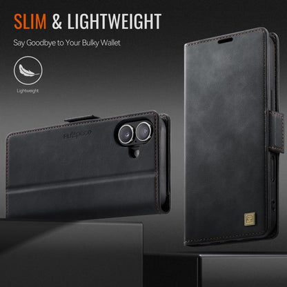 For iPhone 17 AutSpace A11 Side Buckle MagSafe Magnetic RFID Phone Leather Case(Black) by AutSpace