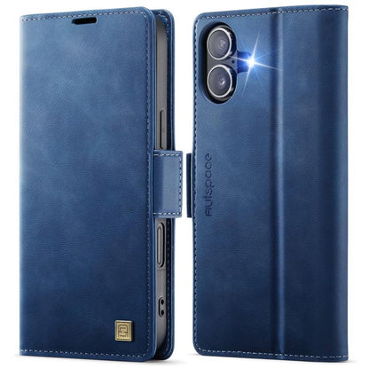 For iPhone 17 AutSpace A11 Side Buckle MagSafe Magnetic RFID Phone Leather Case(Blue) by AutSpace